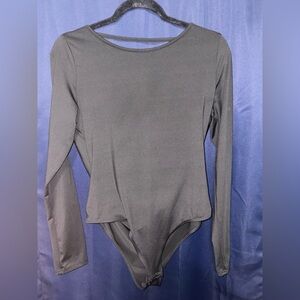 SHEIN Backless Black Long Sleeve Bodysuit 1xl
